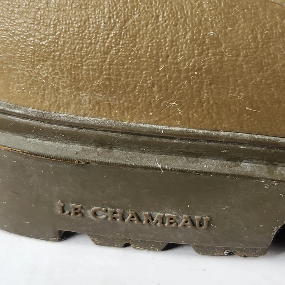 LE CHAMEAU Womens Rain Boot Size 9 EU 41 Khaki Made France Lace Up Garden - Picture 4 of 10
